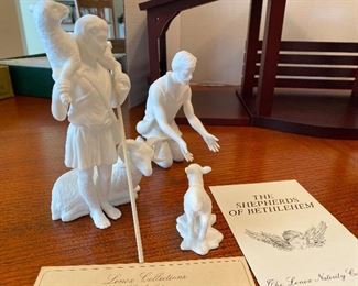 #17 - NOW $495 was $695 RARE Complete Lenox First Blessing Nativity with Cherry wooden creche and 18 figurines. + 1 in need of restoration. All come in their own boxes.