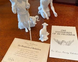 #17 - NOW $495 was $695 RARE Complete Lenox First Blessing Nativity with Cherry wooden creche and 18 figurines. + 1 in need of restoration. All come in their own boxes.