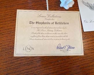 #17 - NOW $495 was $695 RARE Complete Lenox First Blessing Nativity with Cherry wooden creche and 18 figurines. + 1 in need of restoration. All come in their own boxes.