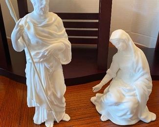 #17 -NOW $495 was  $695 RARE Complete Lenox First Blessing Nativity with Cherry wooden creche and 18 figurines. + 1 in need of restoration. All come in their own boxes.