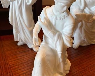 #17 - NOW $495 was $695 RARE Complete Lenox First Blessing Nativity with Cherry wooden creche and 18 figurines. + 1 in need of restoration. All come in their own boxes. Mint condition. Never used. 