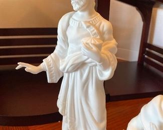 #17 - NOW $495 was $695 RARE Complete Lenox First Blessing Nativity with Cherry wooden creche and 18 figurines. + 1 in need of restoration. All come in their own boxes. Mint condition. Never used. 