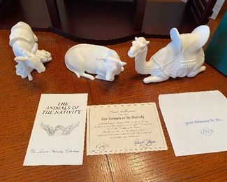 #17 - NOW $495 was $695 RARE Complete Lenox First Blessing Nativity with Cherry wooden creche and 18 figurines. + 1 in need of restoration. All come in their own boxes. Mint condition. Never used. 