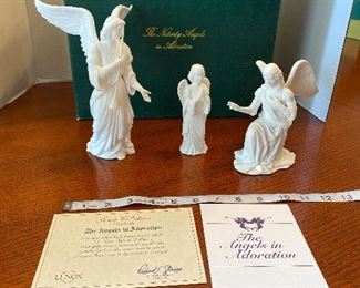 #17 - NOW $495 was $695 RARE Complete Lenox First Blessing Nativity with Cherry wooden creche and 18 figurines. + 1 in need of restoration. All come in their own boxes. Mint condition. Never used. 