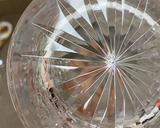 #20 - NOW $30 was $60 Made in Edinburgh crystal decanter set with 6 sherry glasses. marked in acid. 