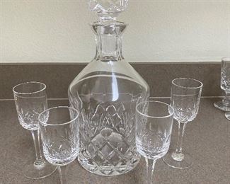 #22 - Now $25 was  the $50 - Cut crystal decanter set with 4 cordials