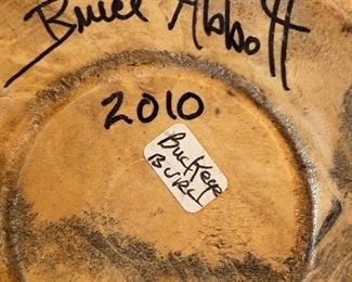 #26 - $48 San Fransisco wood carved Bruce Abbott 2010 Buck eye burch wood carved vase 