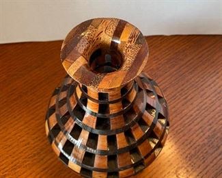 #31 - $50 - San Fransisco wood carved Bruce Abbott inlaid with multi woods 