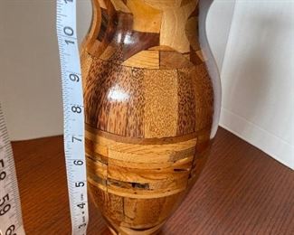 #32 - $70 - San Fransisco wood carved Bruce Abbott inlaid with multi woods