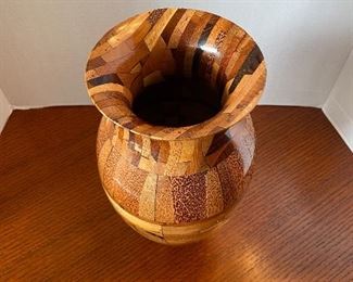 #32 - $70 - San Fransisco wood carved Bruce Abbott inlaid with multi woods