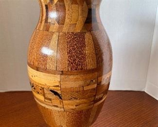 #32 - $70 - San Fransisco wood carved Bruce Abbott inlaid with multi woods