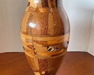 #32 - $70 - San Fransisco wood carved Bruce Abbott inlaid with multi woods