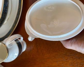 #36.-Now $45 was $90 Royal Doulton set 4 pieces. Tureen & milk mint condition. creamer lid was restored and tea pot has a hairline crack through handle. 