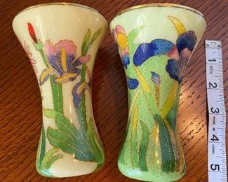 #37 - $36 Pair if cloisonne vases with floral 