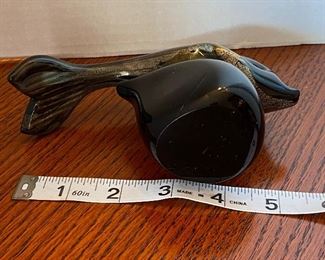 #41 - NOW $16 Murano glass fish - unsigned - black/gold , mint condition