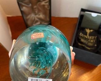 #43 - $36 Glass paperweight the Wonder of the Sea, purchased in San Fransisco at the Dynasty Gallery, Original box. 