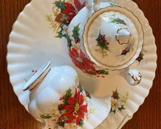 #45 - NOW $20 was -$36 Royal Albert "Poinsietta" cake plate & C&S
