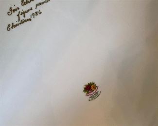 #46 - $125 Royal Albert "Old country Roses" 11 mugs, 2 cake plates, 3 serving pieces, 1 two tiered cake stand