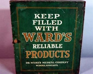 Metal 4 Compartment " Dr. Wards Medical Company" Medical Cabinet, 15.75" x 13.5" x 4.25"