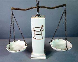 Fashioned By Blair Vintage Decorative Porcelain And Brass Scales, 18.5" x 20"