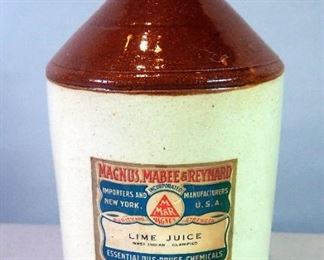 Handled Crock, Magnus, Mabee, & Raynard, 1 Gal. Lime Juice