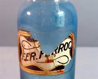 Reverse Glass Label Apothecary Bottles With Stoppers, 9" Tall, Qty 4, Including, Pv.Ipecac, And 3 Unknown