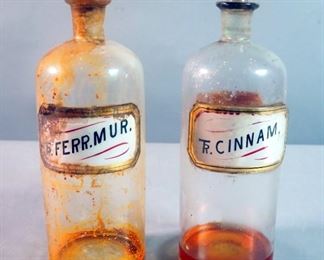Reverse Glass Label Apothecary Jars With Stoppers, Approx. 10.5", Qty 2, Includes, Tr.Cinnam And Tr.Ferr.Mur