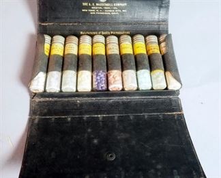 Dr.'s Pill Bottle Case, Children's Medicine, Including, Dover Powder, Croup-Aid, Ant Acid, Anti-Pain, And More, Qty 10 Bottles