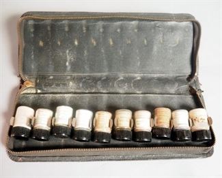 Dr.s Pill Bottle Zippered Case, Including, Calomel, Sulfadizine Tablets, And More, Qty. 10 Bottles