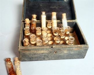 Antique Homoeopathic Medicine Case, With Approx. 20 Bottles