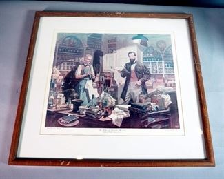 Framed Matted Under Glass "The Father Of American Pharmacy" Print, By Dean Cornwell, 21" x 23"