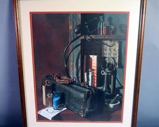 Framed Matted Under Glass Dr.s Bag Print, Signed By Artist Byerley, 75. 27.5" x 23.25"