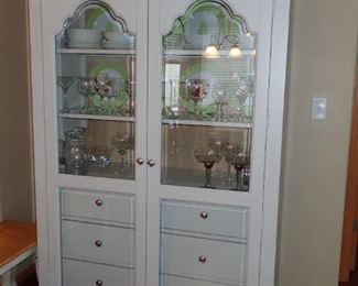 CHINA CABINET - WITH DRAWERS & GLASS DOORS WITH GLASS SHELVES - GREAT STORAGE BEAUTIFUL PIECE