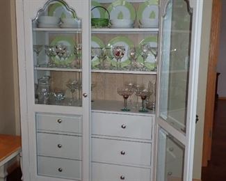 CHINA CABINET - WITH DRAWERS & GLASS DOORS WITH GLASS SHELVES - GREAT STORAGE BEAUTIFUL PIECE
