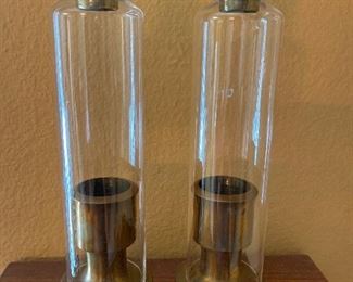 Vintage Danish Modern Dansk Jens Quistgaard Brass Hurricane Candle Holders MCM.