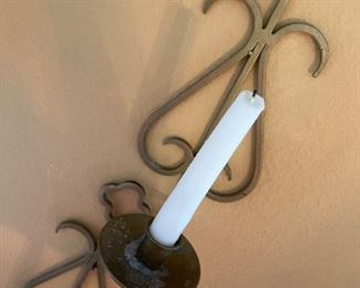 $15.00. Pair.  Wrought Iron Candle Sconces.