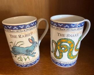 $28. Pair.   Dunoon  Stoneware  Scotland mugs. c1985 Chinese Astrology 