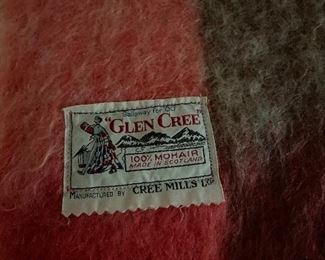 GLEN CREE Red Plaid Vintage 100% Mohair Fringed Blanket Throw Made In Scotland