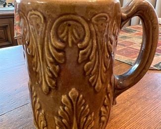 $ 58.00. Rare Rockingham Yellow ware tankard by Morton Pottery. 
