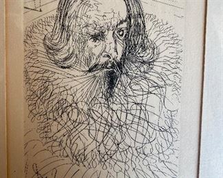 Salvador Dali Cervantes Plate Signed Etching The Collector's Guild COA.