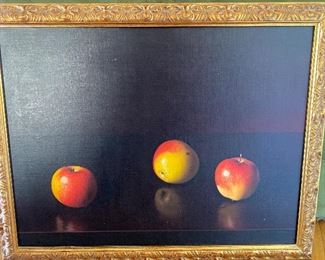 P Fortunato artist. Oil apple still life. 