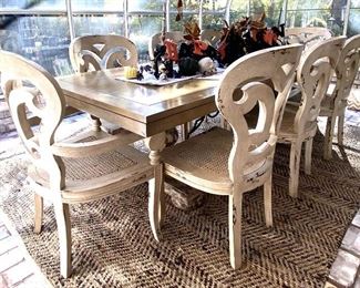 Arhaus Gorgeous Rectangular Dining Table 8' x 40 " wide x 30 " high  Table & Chairs are sold separately  Beautiful Iron & Wood Base ..Master Artisans Utilize Centuries -Old Techniques like a work of fine art  $6899 , we are offering this table for $2375.. Available now - no waiting for 6 months - Seats 8 