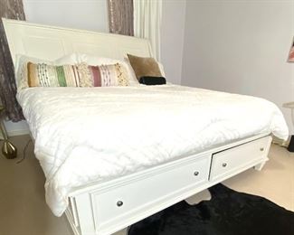 King Size Sleigh Bed with 2 End Drawers     Mattress sold separately Offered for $545   California King Mattress sold separately 