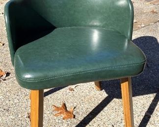  SOLD  Pair Green Leather  Chairs