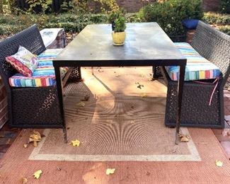 Great Seating Area all sold Separately large heavy metal table 72"  long  x 39" w x 30" high   $425 