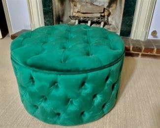 Darling Green  Velvet Ottoman with Removable lid  Retail $345 Offered for $125