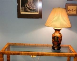 Wicker/ glass tables 