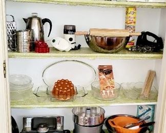 Kitchen , small appliances,  serving utensils, bakeware,  coffee pots,  blenders, food processor 