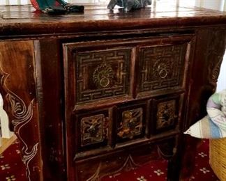 Asian, Inspired desk, chair slides in and out  to make table. 