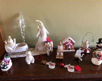 $3.00 for the Lot of Snowmen Ornaments and Yankee Candle Holder. 